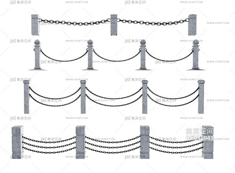 铁链栏杆 (4)SU模型 栏杆模型SU模型
