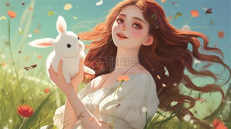 甜美女生二次元兔子头像