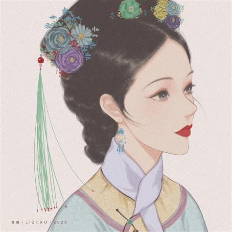 清朝妆容甜美女生头像