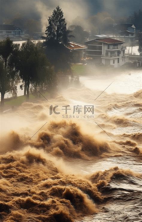 洪涝灾害灾区鸟瞰图摄影图png格式图片下载_熊猫办公