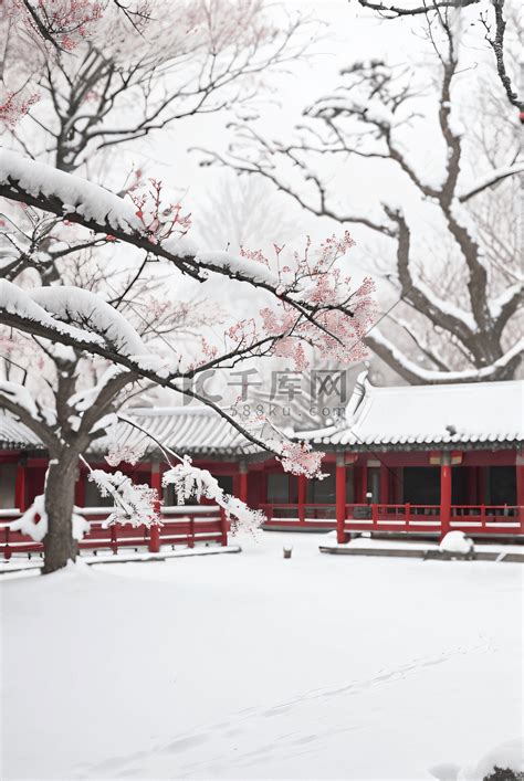 中式庭院厚厚积雪摄影配图8高清摄影大图-千库网