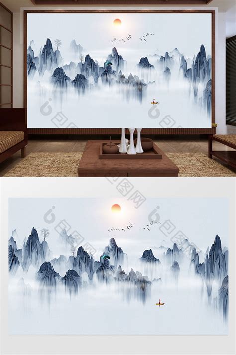 私人订制客厅手绘背景墙 - 画出山水国画古雅美-承美文化艺术