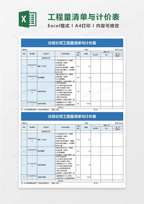 实用分部分项工程量清单与计价表Excel模板下载_熊猫办公