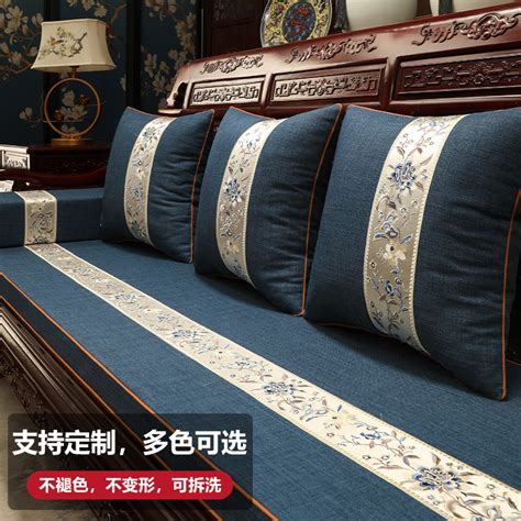 中式绣花沙发坐垫套1037中国风红古典木沙发坐垫防滑海绵垫定制_虎窝淘