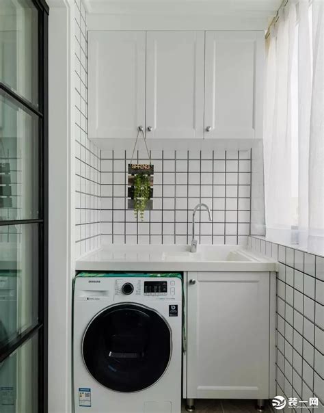 欧式风格阳台洗衣机柜装潢设计效果图_装信通网效果图
