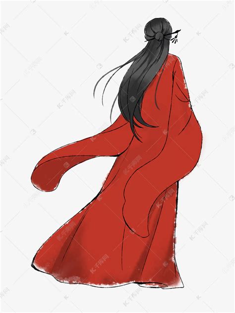 古风红裙背影跳舞女生头像