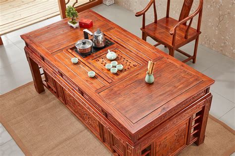 溪木工坊现代简约新中式家具禅意功夫茶桌台老榆木实木餐桌椅组合-美间设计