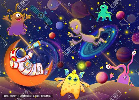 太空主题儿童插画,美术绘画,其他设计,设计,汇图网www.huitu.com