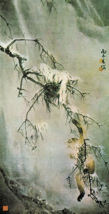 高奇峰《孤猿叫雪图》-中国诗书画家网