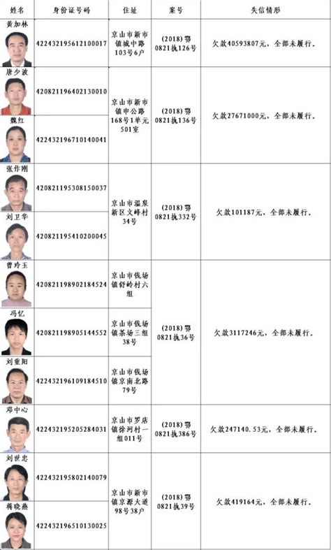 湖北公布这些失信人员名单 高清照片全曝光_大楚网_腾讯网