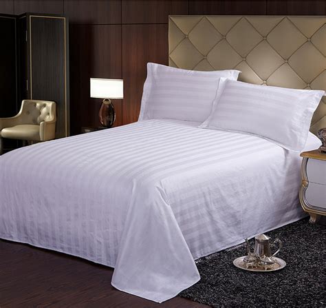 酒店布草宾馆四件套 纯棉40支加密缎条被罩 批发白色会所床上用品-阿里巴巴
