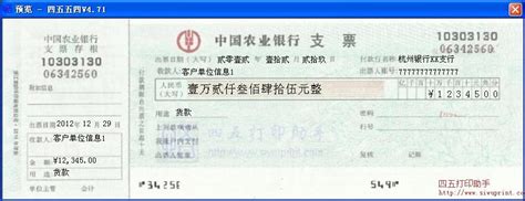 中国农业银行支票打印模板 >> 免费中国农业银行支票打印软件 >>
