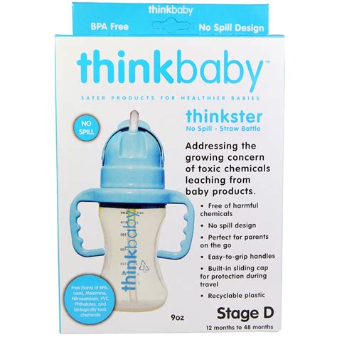 Think, Thinkbaby, Thinkster Straw Bottle, Stage D, Blue, 9 oz - iHerb