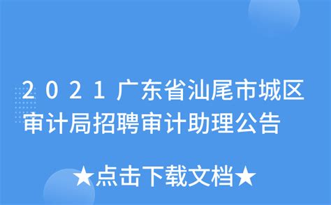 2021广东省汕尾市城区审计局招聘审计助理公告