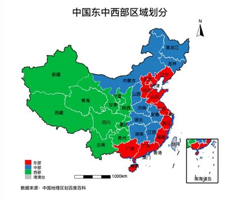中国地图东中西部划分及四大经济区：带指南针和比例尺 - Stata专版 - 经管之家(原人大经济论坛)