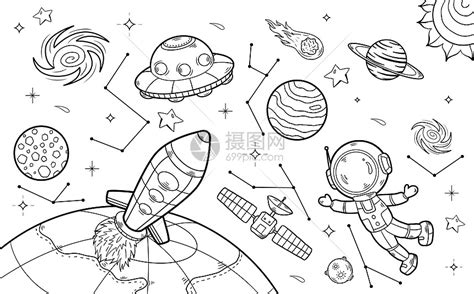 幼儿教育:儿童科幻画《美丽的太空》-中大网校儿童教育网