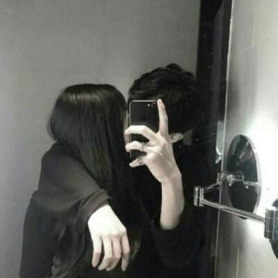 黑色非主流情侣头像女生