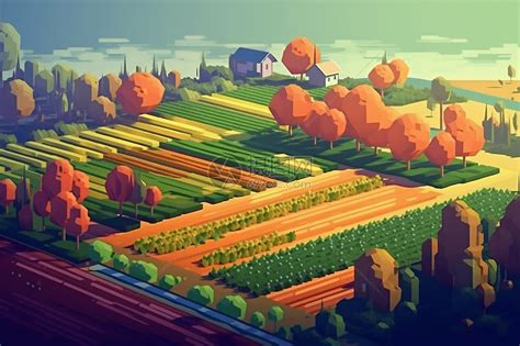像素化的农场场景插画图片下载-正版图片600021660-摄图网
