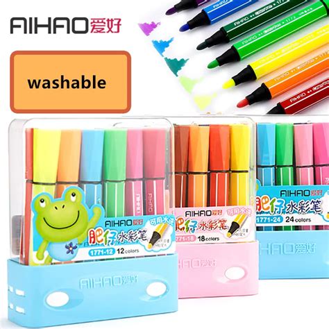 Aihao Brand Washable 12/18/24/36pcs Art Marker Children Color Pen High ...