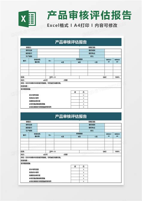 产品审核评估报告Excel模板下载_熊猫办公