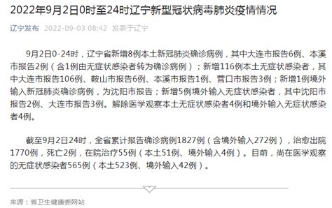 9月3日辽宁疫情最新消息通报：昨日新增本土8+116-闽南网