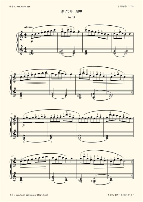 《车尔尼599 NO.19,钢琴谱》车尔尼|弹琴吧|钢琴谱|吉他谱|钢琴曲|乐谱|五线谱|高清免费下载|蛐蛐钢琴网