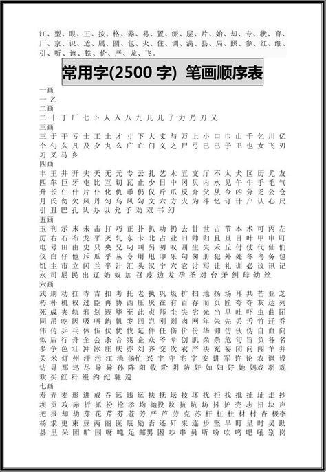 常用字-笔画顺序表(3500字大全)_word文档在线阅读与下载_免费文档