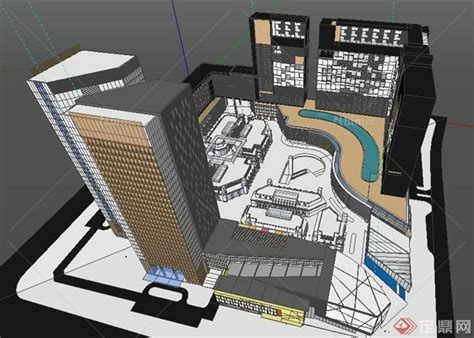 沈阳现代风格城市综合体建筑设计su模型[原创] - SketchUp模型库 - 毕马汇 Nbimer