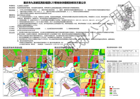 重庆市九龙坡区西彭组团L23等地块详细规划修改方案公示