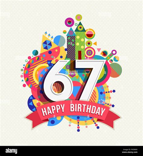67 Number Rainbow Style Numeral Digit. Colorful Number Vector ...
