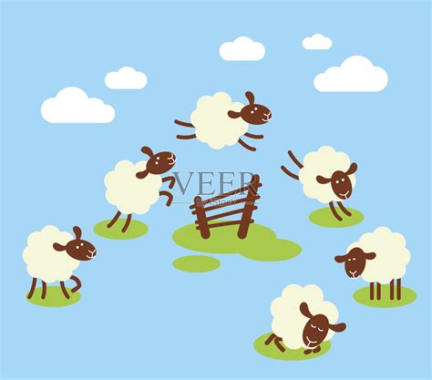 数羊睡觉的概念插画图片素材_ID:142241161-Veer图库