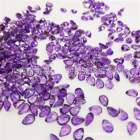天然紫水晶 梨形/水滴形 3x4-15x20mm 深中浅色晶体干净裸石戒面-阿里巴巴