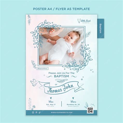 Free PSD | Flat design baptism poster template