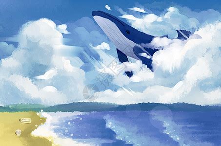 天空中鲸鱼插画图片下载-正版图片400089151-摄图网