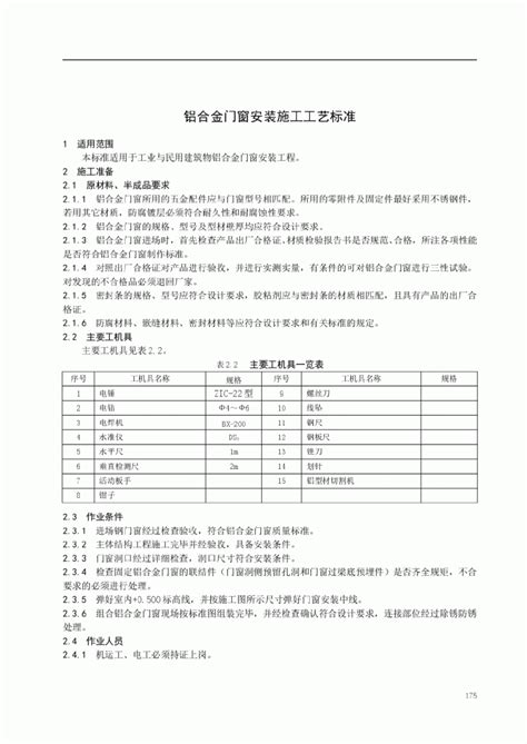 铝合金门窗安装施工工艺标准_工艺流程图/平面布置图_土木在线