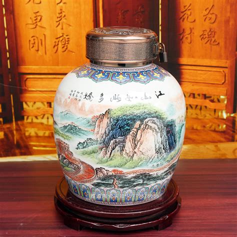 景德镇陶瓷酒坛酒缸酒坛子酒罐仿古酒坛泡酒瓶带龙头20斤30斤50斤大图片 - 景德镇陶瓷网