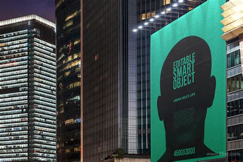 大型建筑物外广告牌样机广告牌绿色创意风格样机海报模板下载-千库网
