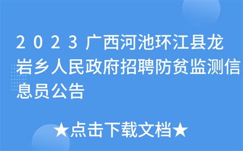2023广西河池环江县龙岩乡人民政府招聘防贫监测信息员公告