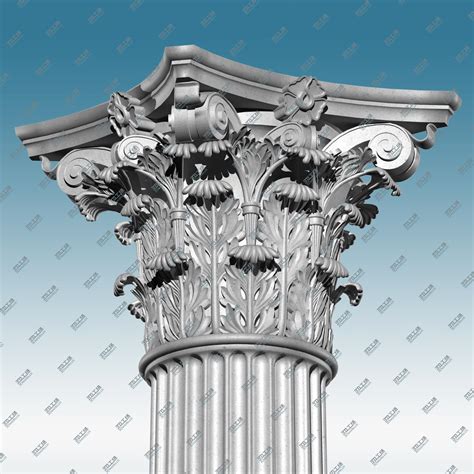科林斯式古希腊建筑石柱CORINTHIAN-3D打印模型下载-3D工场 3Dworks.cn