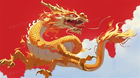 中国传统神话威武神兽龙创意插画图片素材下载_jpg格式_熊猫办公