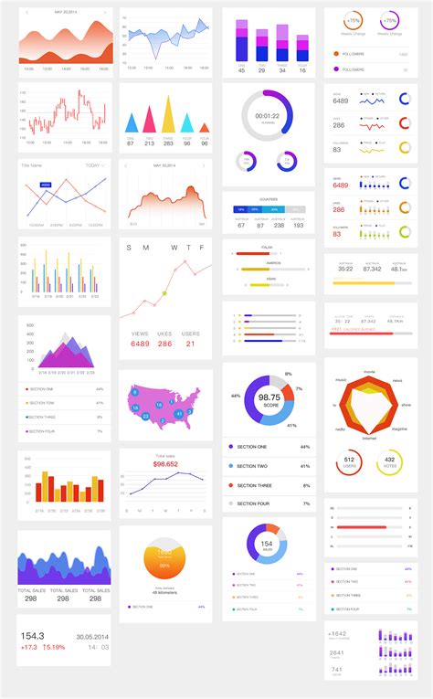 50个高质量信息图形化/数据可视化UI组件模板素材Diagrams Infographics - 设计口袋