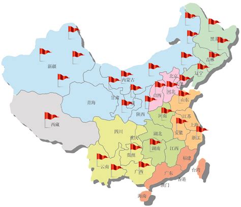 阿拉逸佰 - 中国地图素材A 可编辑 标注省会城市