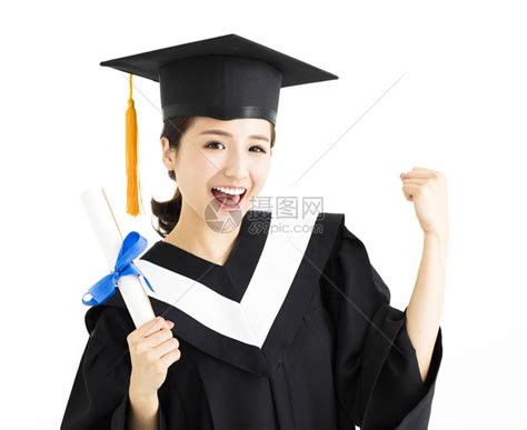 快乐女研究生拿着文凭高清图片下载-正版图片507408770-摄图网