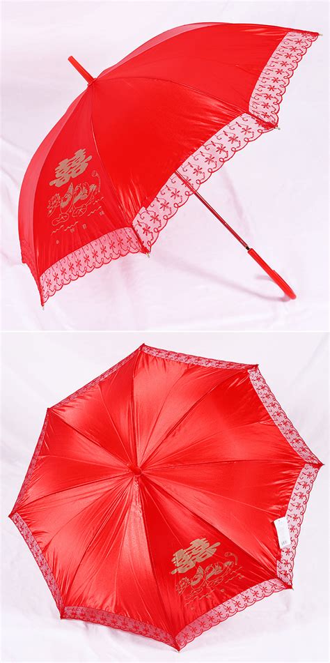 结婚婚庆用品 红伞 长柄伞花边新娘专用伞 晴雨两用长伞批发-阿里巴巴