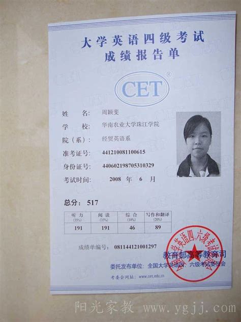 英语四级证书图片