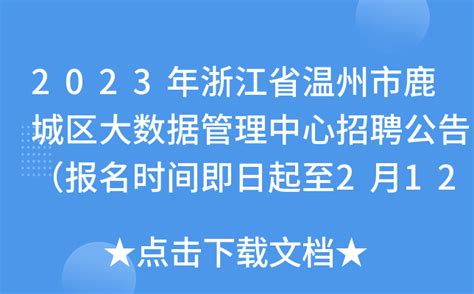 2023年浙江省温州市鹿城区大数据管理中心招聘公告（报名时间即日起至2月12日）
