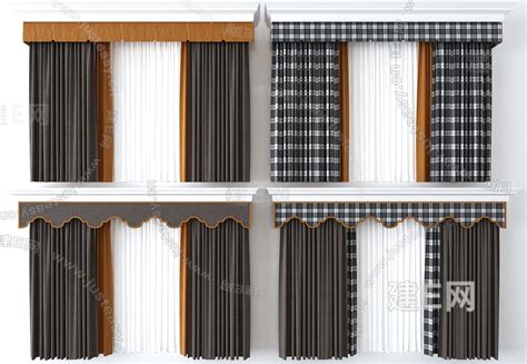 新中式窗帘组合3d模型下载-【集简空间】「每日更新」