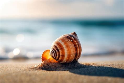 Una concha en la playa con el mar de fondo | Foto Premium