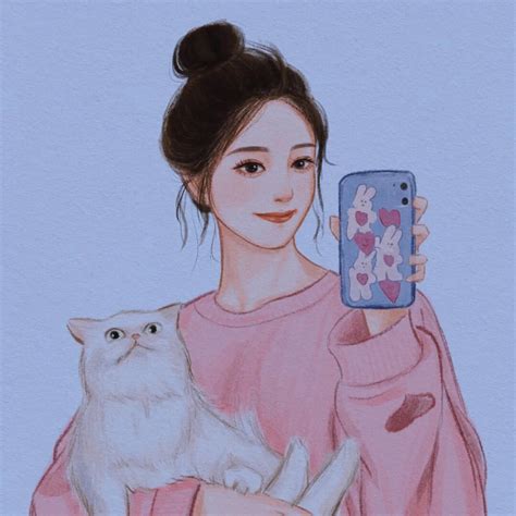 原画手绘女生头像温柔