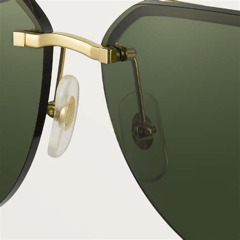 ESW00081 - C字装饰太阳眼镜 - 大理石黑色水牛角材质，抛光镀铂饰面，灰色镜片 - 卡地亚